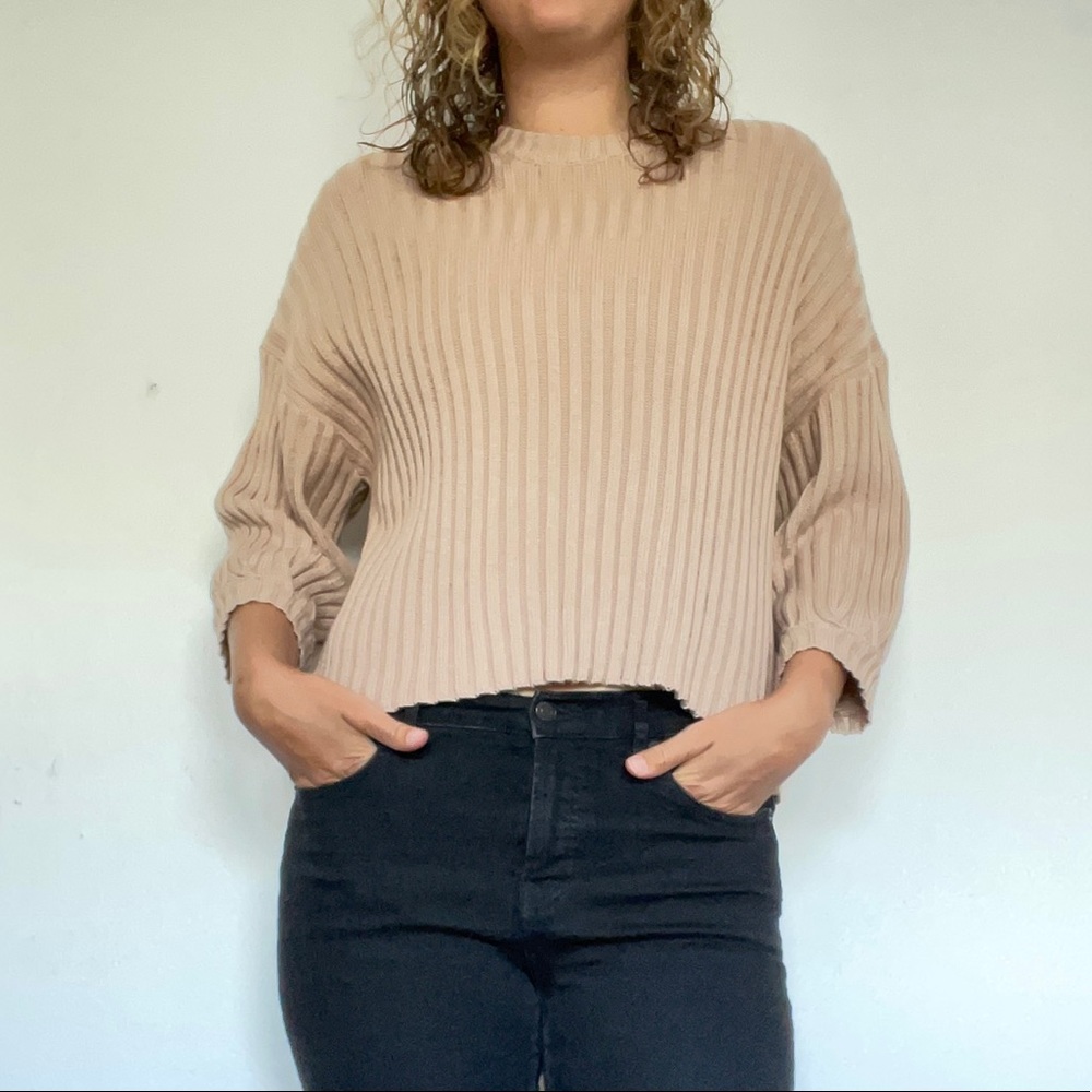 Drop Shoulder Cropped Sweater